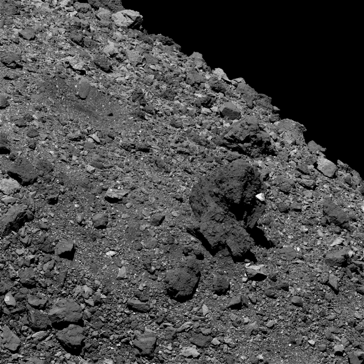 Bennu Asteroid: Large pyramidal object - Click for original image at 1:1 scale