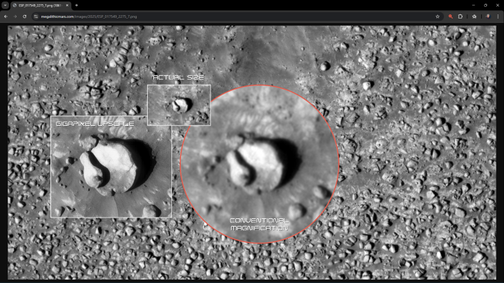 Comparison between conventional magnification and Gigapixel (click for larger image)