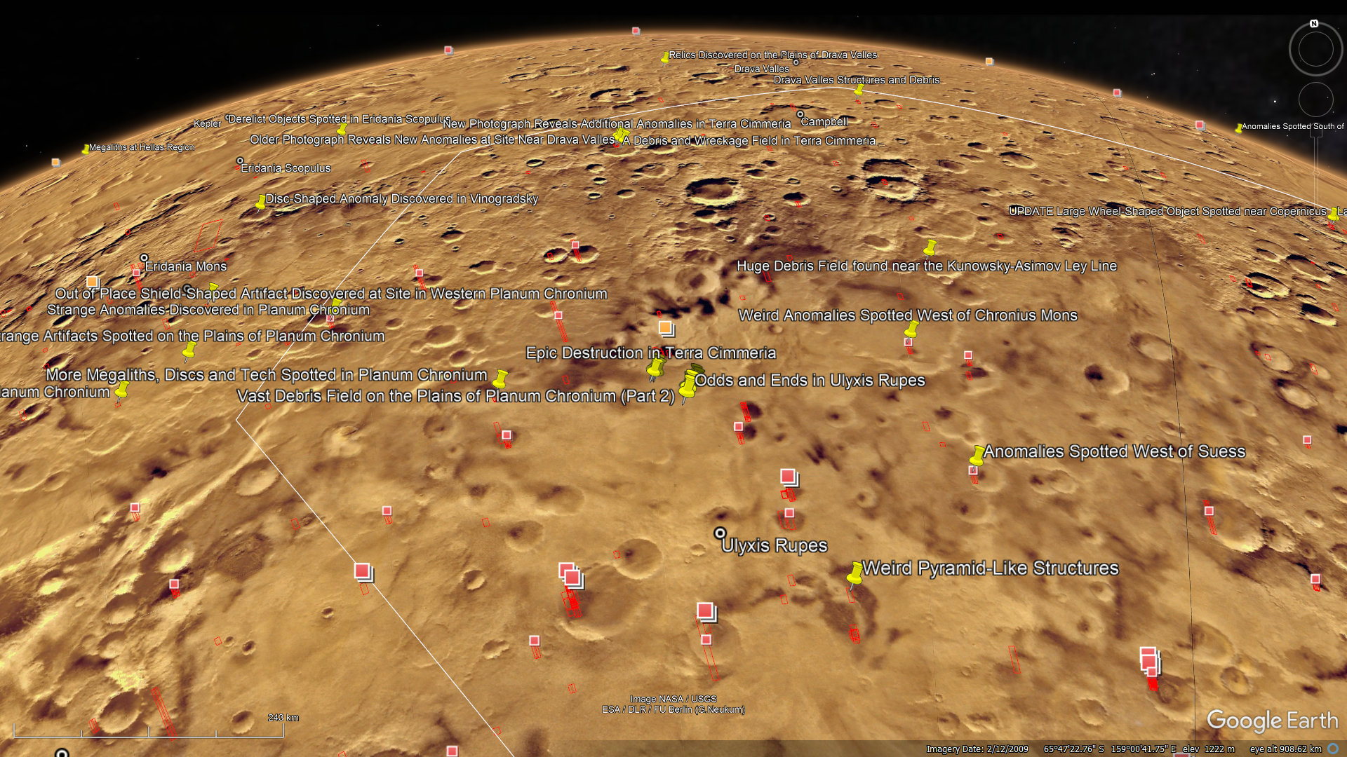 An elevated view of the site in Goggle Earth Mars (click for larger image)