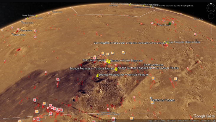 An elevated view of the site in Google Mars (click for larger image)