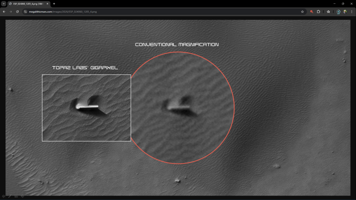 Conventional magnification vs. Topaz Labs' Gigapixel upscale (click for larger image)