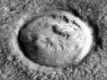 Small-scale mining operation inside Martian crater