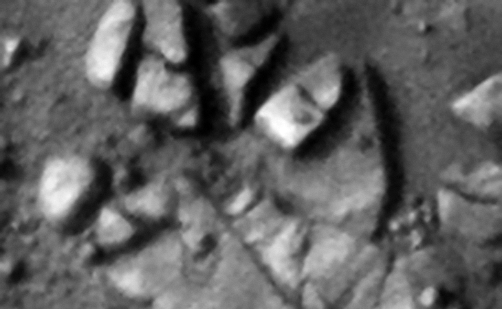Megalithic slabs, a square megalith with knob located to the top right