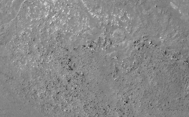 Zoomed-out view of rows of megalithic walls or foundations