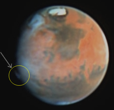 Hubble spies mystery plume on Mars, source: esa
