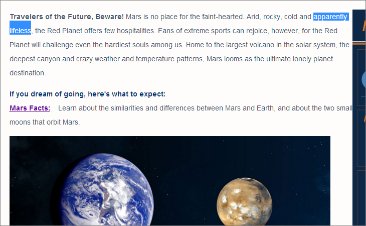 NASA statement: Mars '... apparently lifeless ...'