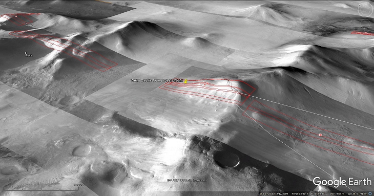 Google Earth Mars Elevated View