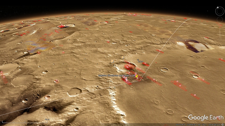 Google Earth Mars Elevated View