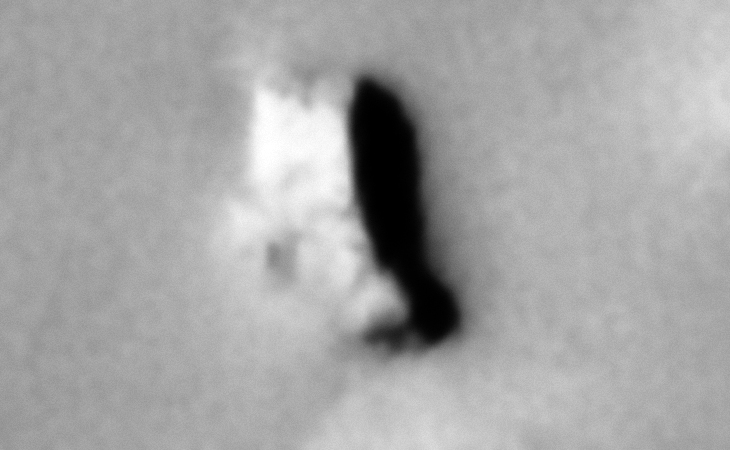 A long narrow rectangular piece that appears to have a rounded corner towards the bottom, perhaps a bent metal plate of some kind?